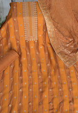 Sugnamal Amaanat Yellow Tissue Zari Weaved Suit Set (Unstitched)