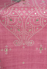 Sugnamal Amaanat Pink Matka Silk Bandhani and Gotta Patti Work Suit Set (Unstitched)