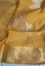 Sugnamal Amaanat Mustard Silk Digital Printed and Gotta Patti Worked Suit Set (Unstitched)