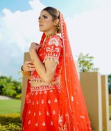 Sugnamal Doli Red Raw Silk Zardozi Embroidered Bridal Wear