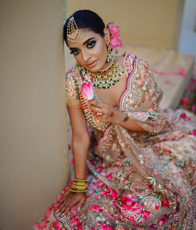 Sugnamal Doli Gold Tulle Resham Embroidered Bridal Wear