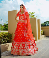 Sugnamal Doli Red Raw Silk Zardozi Embroidered Bridal Wear